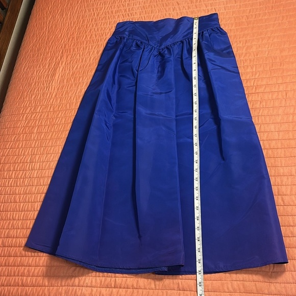 Vintage 80s Gunne Sax Blue Midi A-Line Pleated Taffeta Skirt size 7 or small - Picture 11 of 14